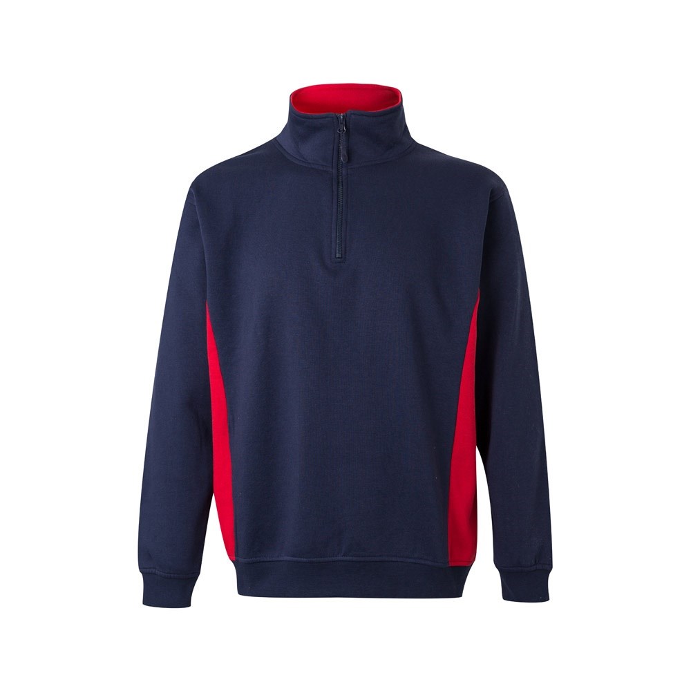 VL SVAROG. Zweifarbiges Frottee-Sweatshirt (260 g/m²), aus Polyester (65 %) und Baumwolle (35 %) - Marineblau, Rot