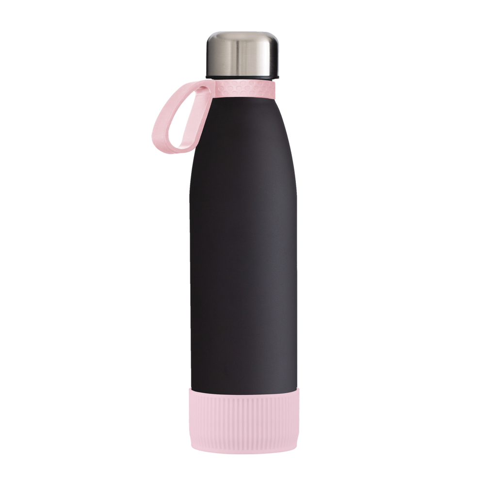 Trinkflasche RETUMBLER-myTOULON GLASS - hellmagenta, rose, schwarz