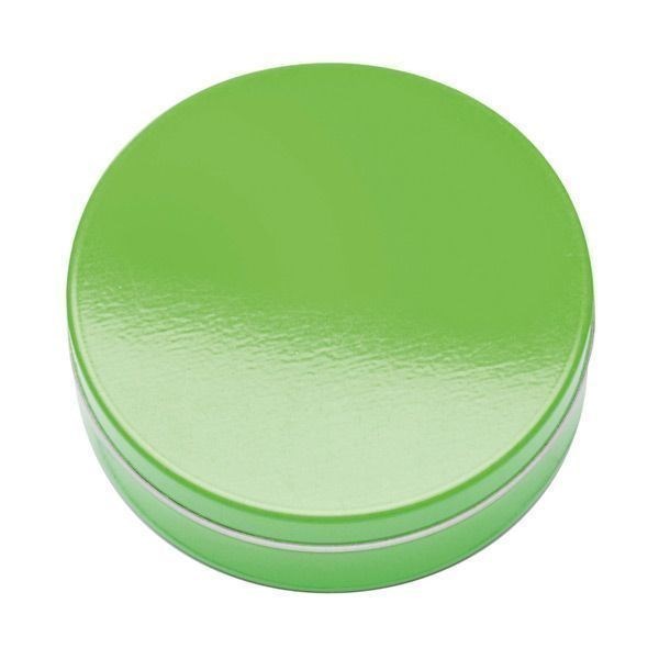 XS-Prägedose, silber-matt mit Pulmoll Pastillen - grün-glänzend