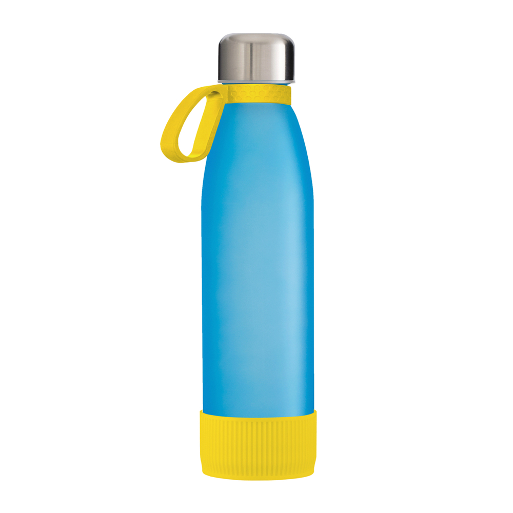 Trinkflasche RETUMBLER-myTOULON GLASS - gelb, silber, cyan