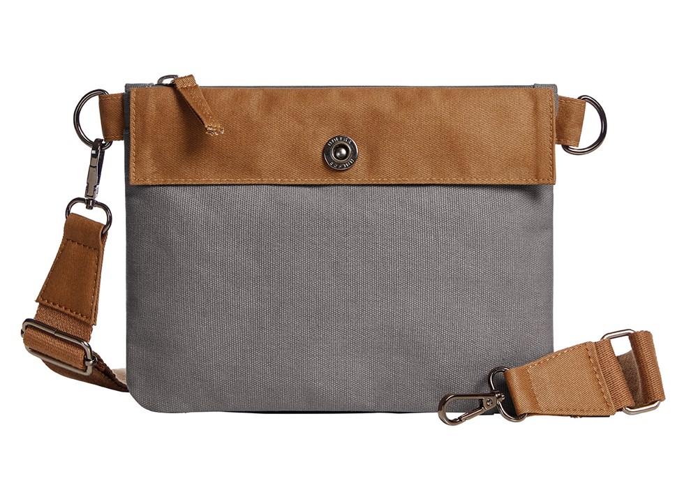 Reißverschluss-Tasche LIFE - grau-braun