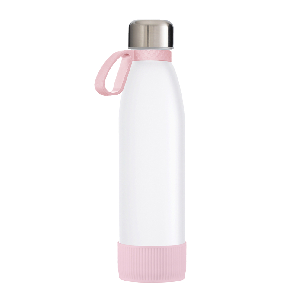 Trinkflasche RETUMBLER-myTOULON GLASS - hellmagenta, rose, silber, weiß