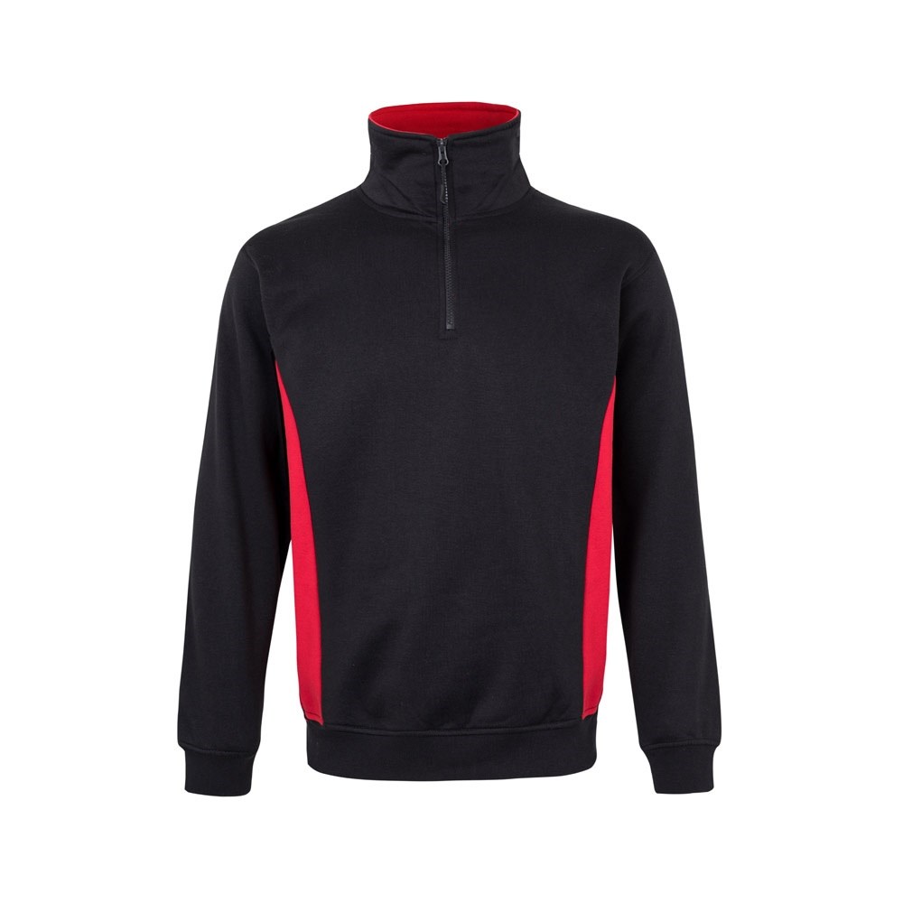 VL SVAROG. Zweifarbiges Frottee-Sweatshirt (260 g/m²), aus Polyester (65 %) und Baumwolle (35 %) - schwarz, rot