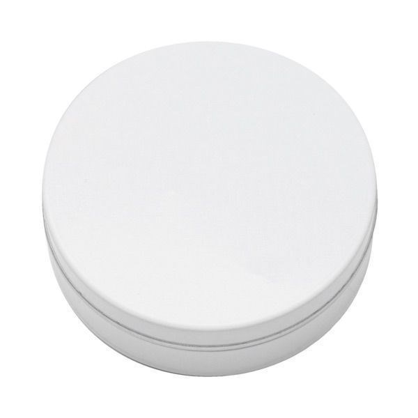 XS-Prägedose, silber-matt mit Pulmoll Pastillen - weiß-glänzend