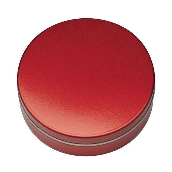 XS-Prägedose, silber-matt mit Pulmoll Pastillen - rot-metallic