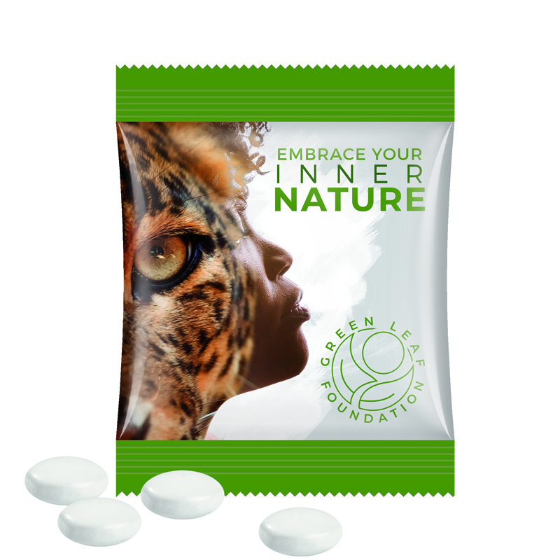 Minitüte, 8 g, Folie weiß, Mentos Kaudragee Mint