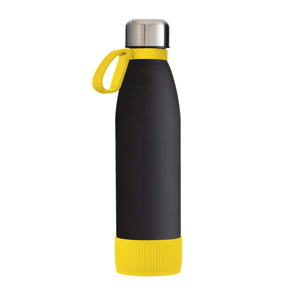 Trinkflasche RETUMBLER-myTOULON GLASS - gelb, schwarz