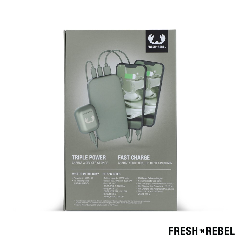 2PB18100 | Fresh 'n Rebel Powerbank 18000mAh USB-C Fast Charging 20W